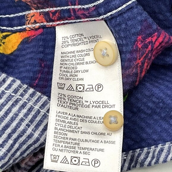 Tommy Bahama Shirt Men M Cotton Button Down‎ Striped Print Travel Vacation - Picture 10 of 13